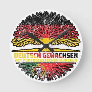 Portugal Portugiesisch Deutsch Deutschland Baum Rund Klocka