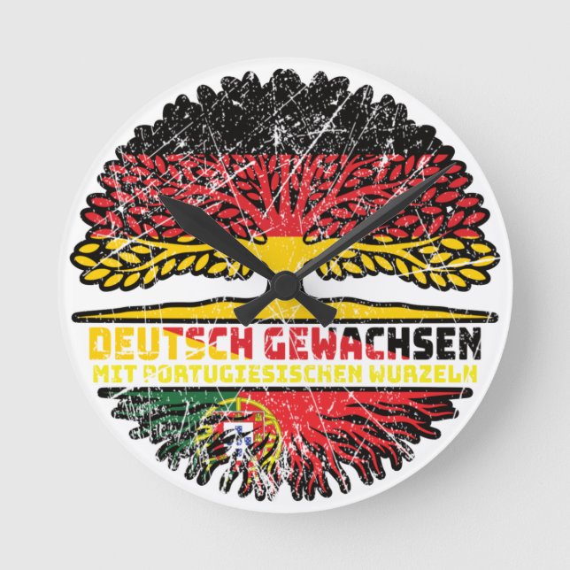 Portugal Portugiesisch Deutsch Deutschland Baum Rund Klocka (Framsida)