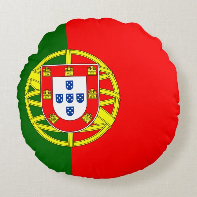 Portugal (portugisiska) Flagga Rund Kudde (Framsidan)