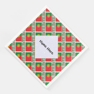 Portugal Portugisiska Flagga Rutig Personlig Namn Pappersservett