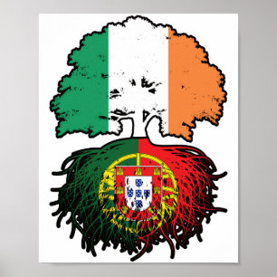 Portugal Portugisiska Irish Träd Roots Flagga Poster