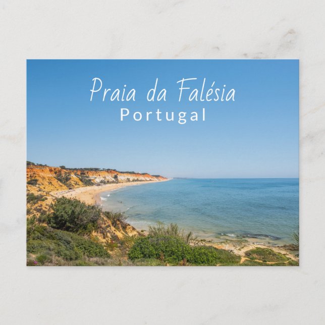 Portugal Praia da Falesia i Algarve Travel Vykort (Framsida)