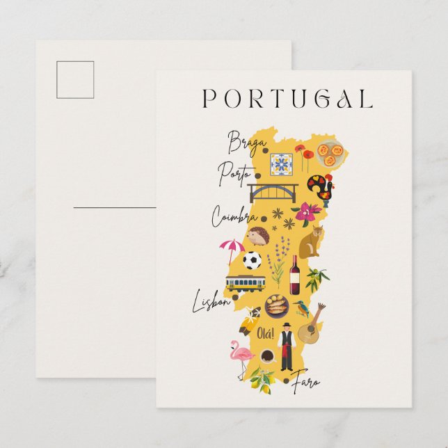 Portugal reskarta vykort (Fram/baksida)
