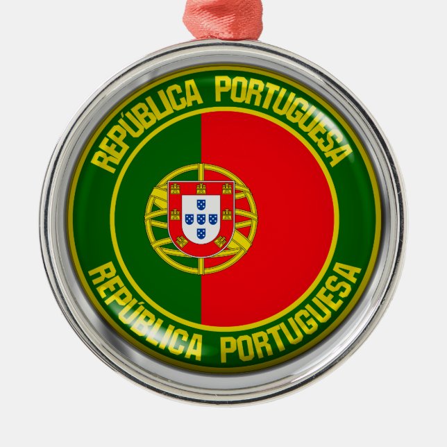 Portugal Round Emblem Julgransprydnad Metall (Framsidan)