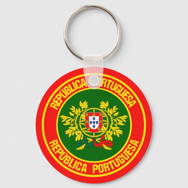 Portugal Round Emblem Nyckelring (Framsida)
