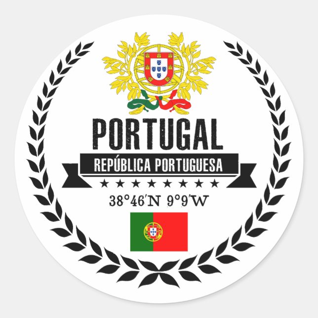 Portugal Runt Klistermärke (Framsida)