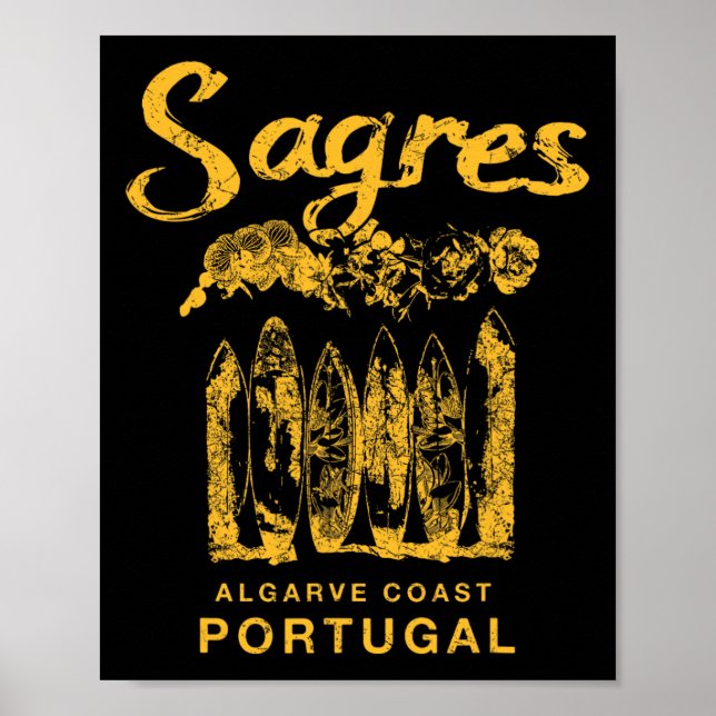 Portugal Sagres Surfing Retro  Poster (Framsidan)