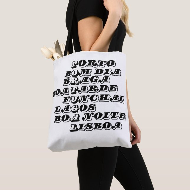 Portugal Shopping bag Tote. Bra morgon Tygkasse (Närbild)