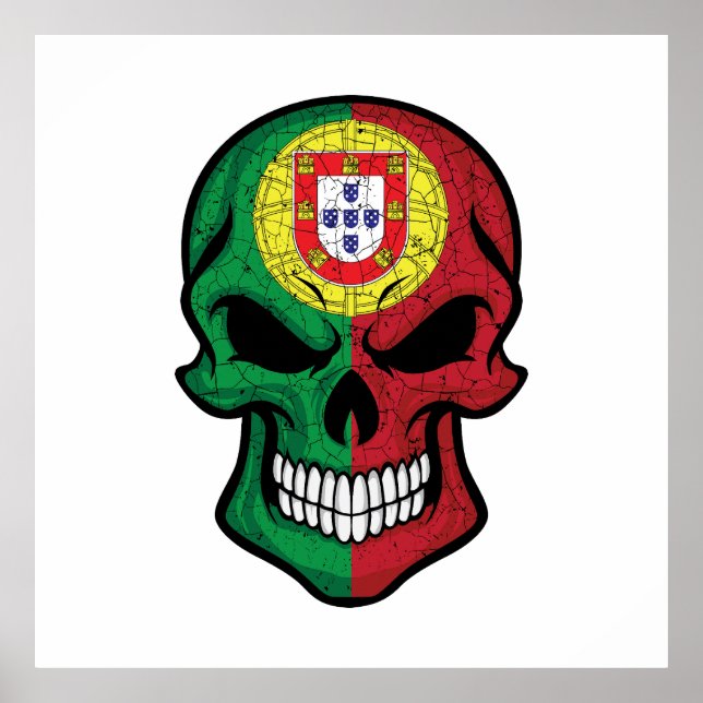 Portugal Smiling Skull Flagga Poster (Framsidan)