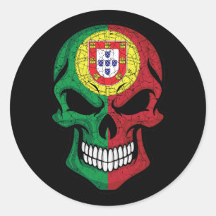 Portugal Smiling Skull Flagga Runt Klistermärke