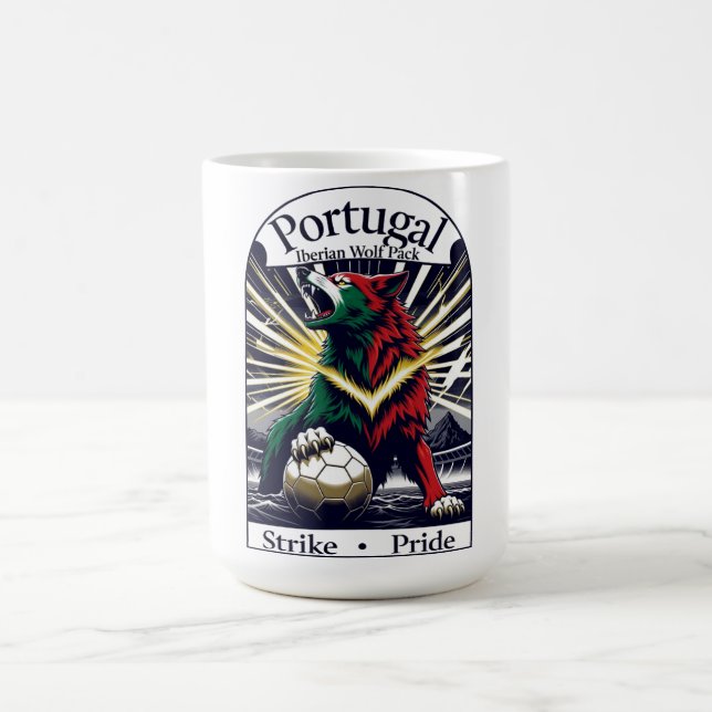 Portugal Soccer Iberian Wolf, National Pride Gift Kaffemugg (Center)