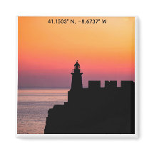 Portugal Solnedgång Fyren Koordinater Magnet – Co