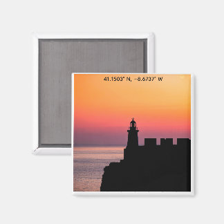 Portugal Sunset Lighthouse Coordinates Magnet – Co