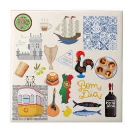 Portugal Symbols Travel Älskare Kakelplatta