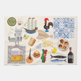 Portugal Symbols Travel Älskare Kökshandduk