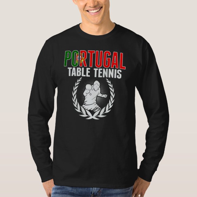 Portugal Table Tennis  Portuguese Ping Pong Suppor T Shirt (Framsida)