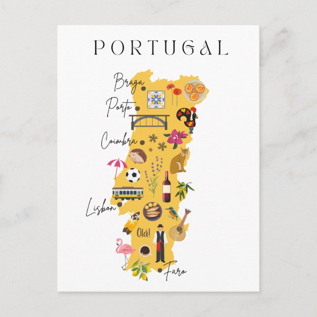 Portugal travel map vykort (Framsida)