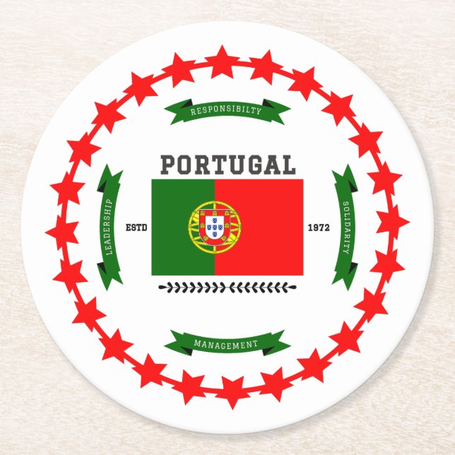 Portugal Underlägg Papper Rund (Framsidan)
