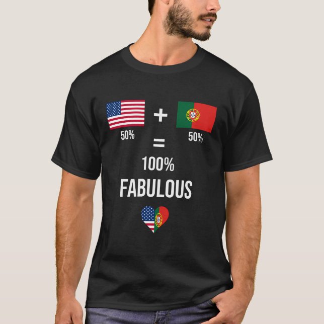 Portugal USA Shirt Flaggor, halva portugisiska hal T Shirt (Framsida)