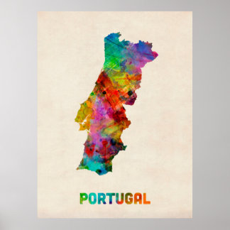 Portugal Watercolor Karta Poster