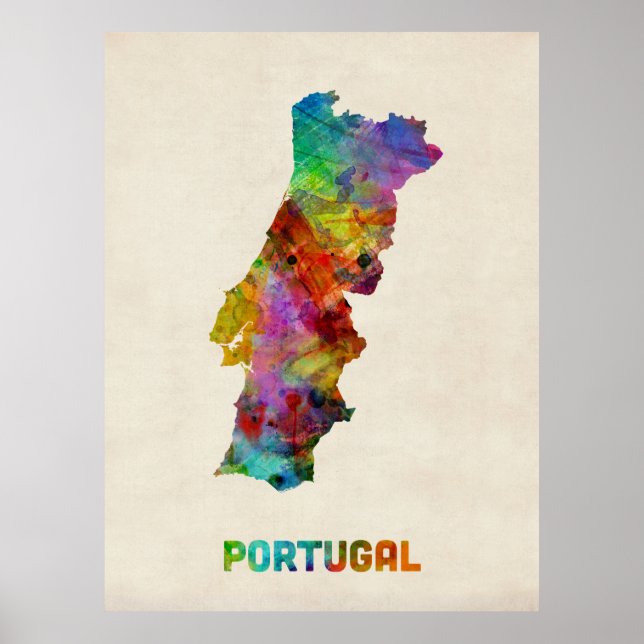 Portugal Watercolor Karta Poster (Framsidan)