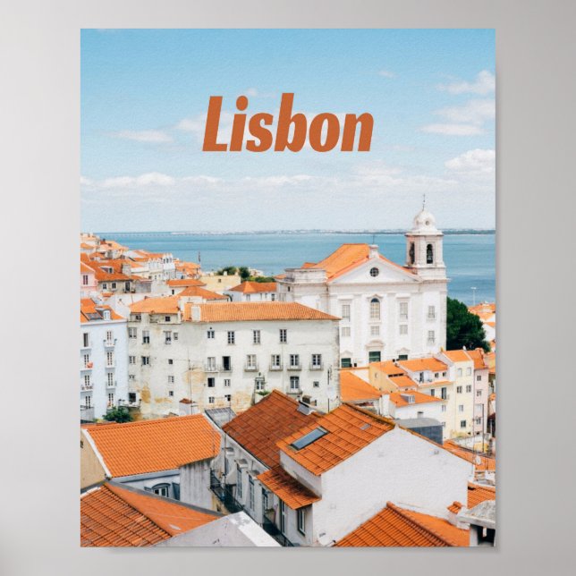 Portugals atlantiska stränder i Lissabon (Röda Tak Poster (Framsidan)