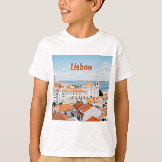 Portugals atlantiska stränder i Lissabon (Röda Tak T Shirt (Framsida)