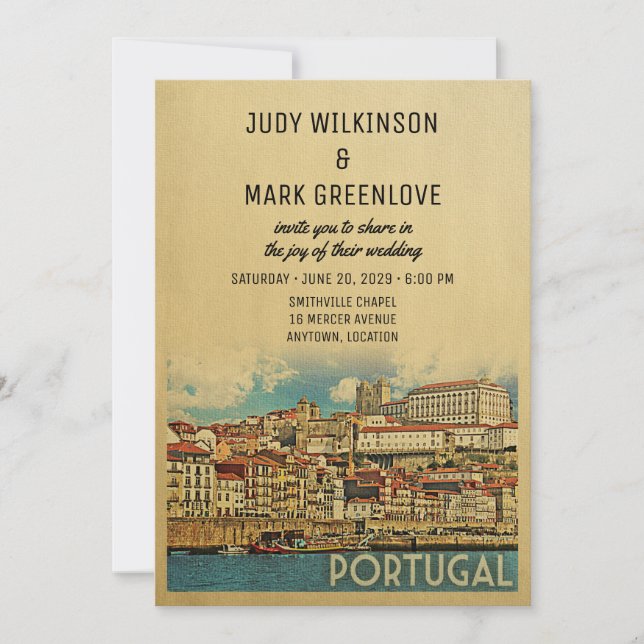 Portugals bröllopsinbjudan Douro Inbjudningar (Framsida)