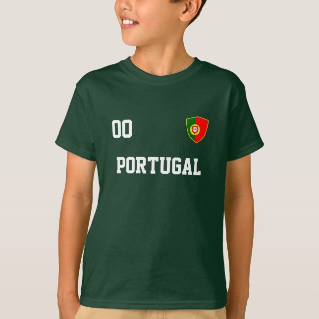 Portugals eget namn och fotboll Kids Jersey T Shirt (Framsida)