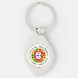 Portugals flagga för Portugals helgdag Swirl Silverfärgad Nyckelring
