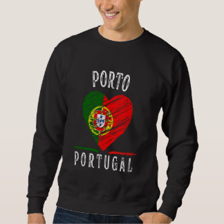 Portugals flagga hjärta Porto stad Lång Ärmad Tröja
