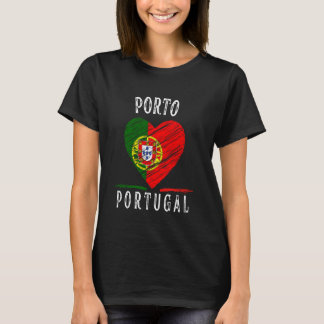 Portugals flagga hjärta Porto stad T Shirt