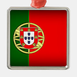 Portugals flagga med svart kant julgransprydnad metall