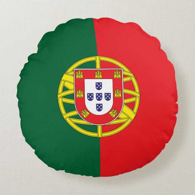 Portugals flagga rund kudde (Framsidan)