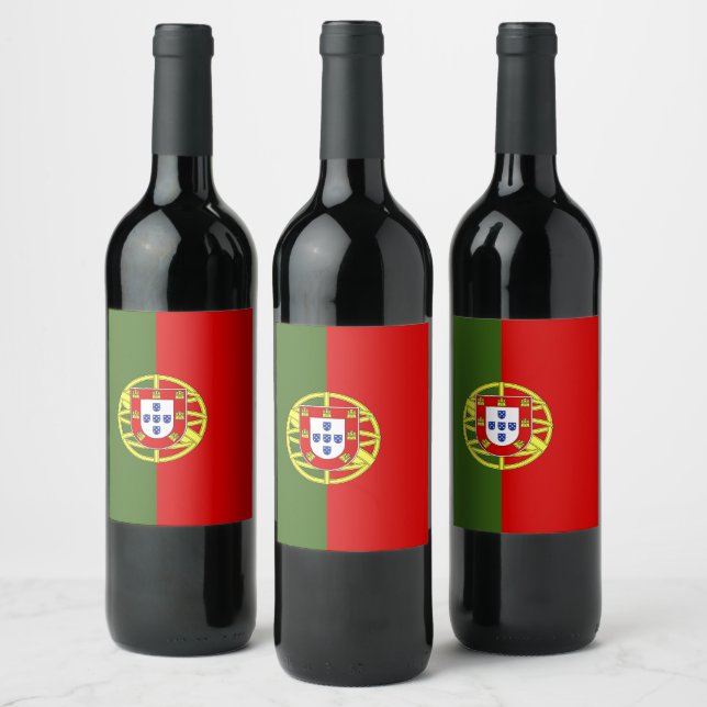 Portugals flagga vinflaska etikett (Flaskor)