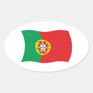 Portugals flaggtillbehör ovalt klistermärke