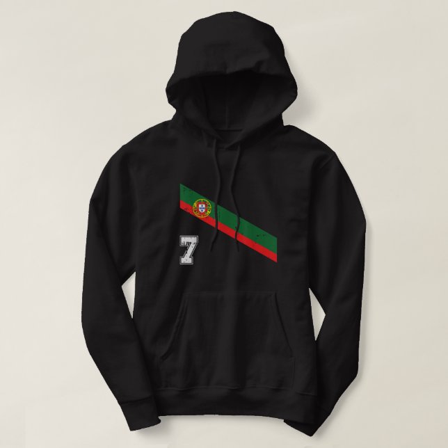 Portugals fotbolls-EM nummer 7 Hoodie (Design framsida)