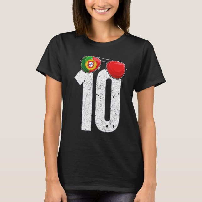 Portugals fotbollsspelare nummer 10 Portugisiska F T Shirt (Framsida)
