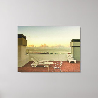 Portugals Funchal Rooftop Sunrise Wrapped Canvas