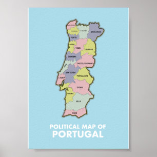 Portugals politiska kaffe karta 2-Tone mugg Poster