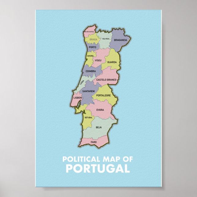 Portugals politiska kaffe karta 2-Tone mugg Poster (Framsidan)