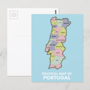 Portugals politiska karta vykort