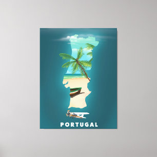 Portugals reseaffisch i Karta. Canvastryck