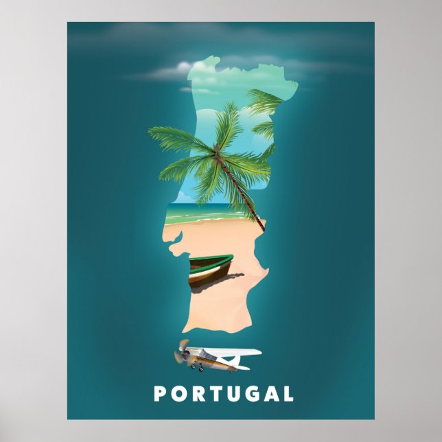 Portugals reseaffisch i Karta. Poster (Framsidan)