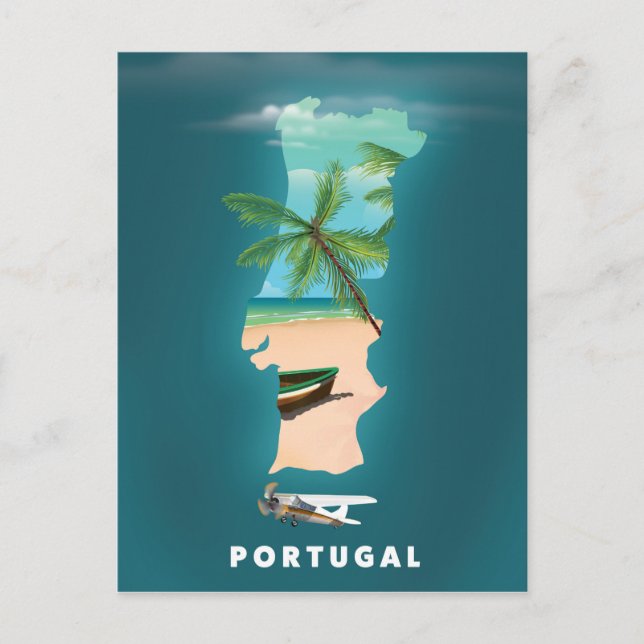 Portugals reseaffisch i Karta. Vykort (Framsida)
