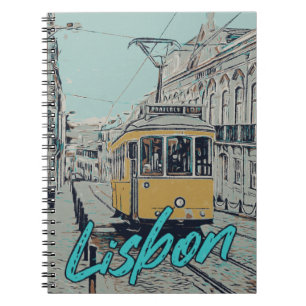 Portugals syn på Lissabon med den ikoniska spårväg Anteckningsbok