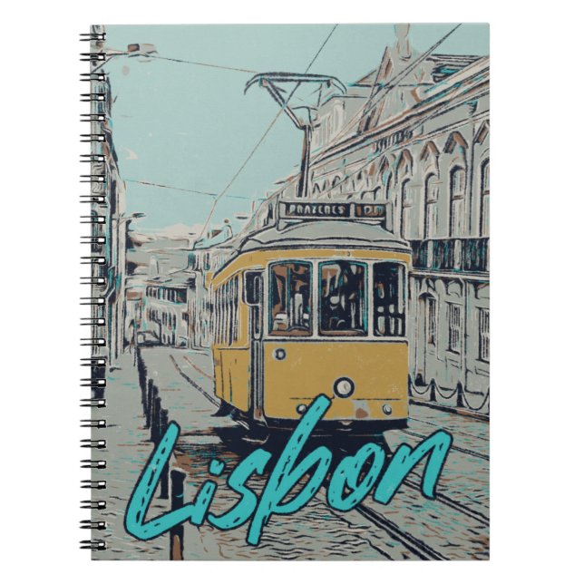 Portugals syn på Lissabon med den ikoniska spårväg Anteckningsbok (Framsidan)
