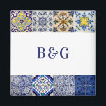 Portugals Tiles bröllopsförmån för Medelhavet Magnet<br><div class="desc">En modern men rustik utformning av portugisiska plattor i Medelhavsområdet mönster bröllop. Ett färgstarkt Medelhavstäcke som användor olika vintagar för att skapa en sommardesign i elegant bröllop. En charmerande portugisisk, italiensk och spansk har påverkat utformningen av Medelhavsrutor med hjälp av typiska manusbilder. En elegant portugisiska plattor, bröllop-magnet, har en bra...</div>