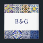 Portugals Tiles bröllopsförmån för Medelhavet Magnet<br><div class="desc">En modern men rustik utformning av portugisiska plattor i Medelhavsområdet mönster bröllop. Ett färgstarkt Medelhavstäcke som användor olika vintagar för att skapa en sommardesign i elegant bröllop. En charmerande portugisisk, italiensk och spansk har påverkat utformningen av Medelhavsrutor med hjälp av typiska manusbilder. En elegant portugisiska plattor, bröllop-magnet, har en bra...</div>