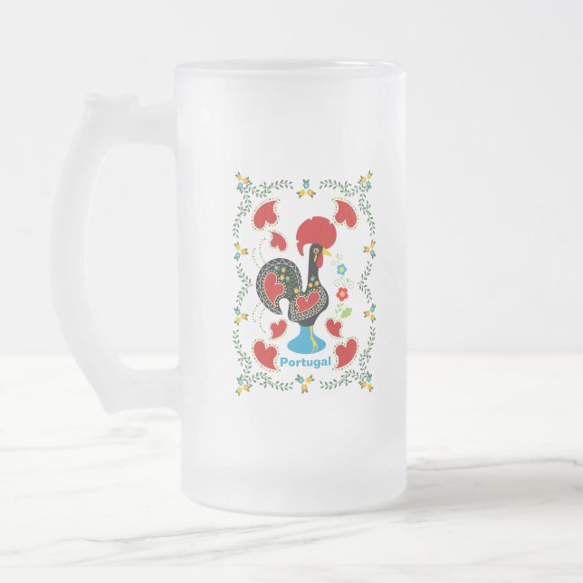 Portugals traditionella Tupp i svart Frostat Ölglas (Vänster)